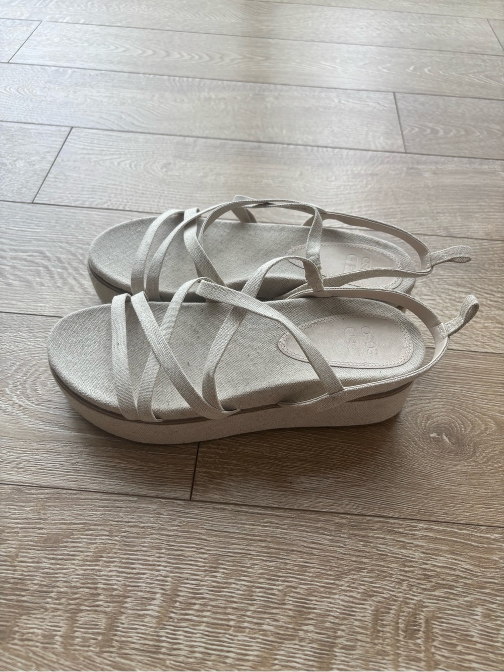ASOS Design Strappy Flatform Sandal | Size 9 | Natural Linen | NWT